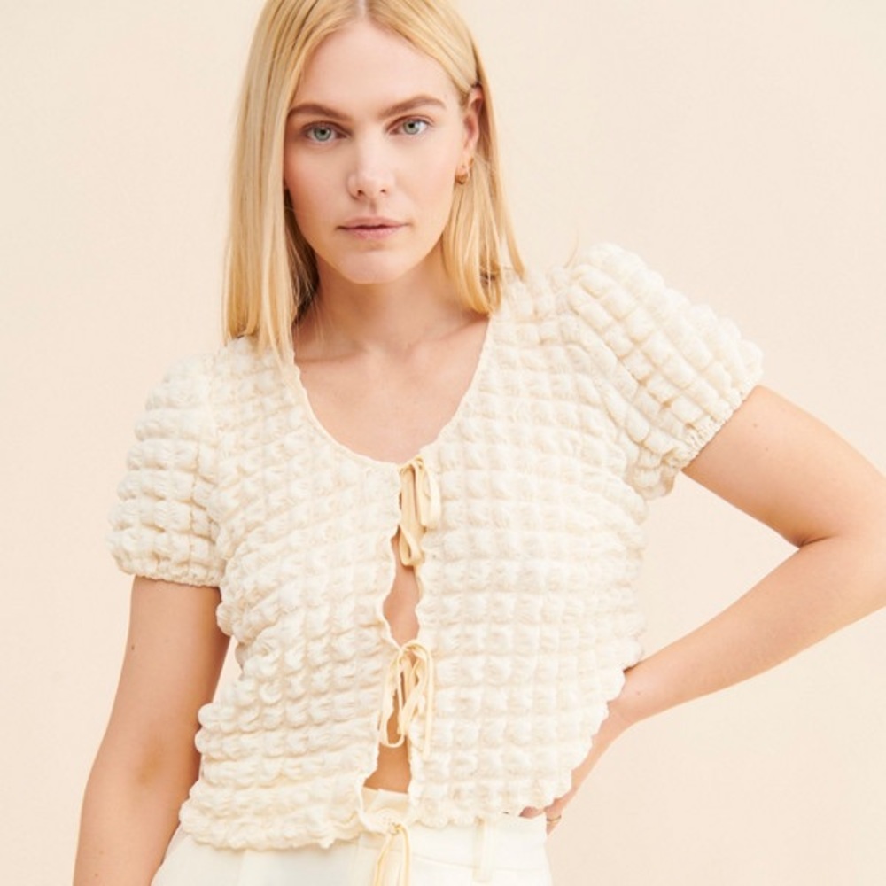Find Me Now Mae Tie Top in the color cloud